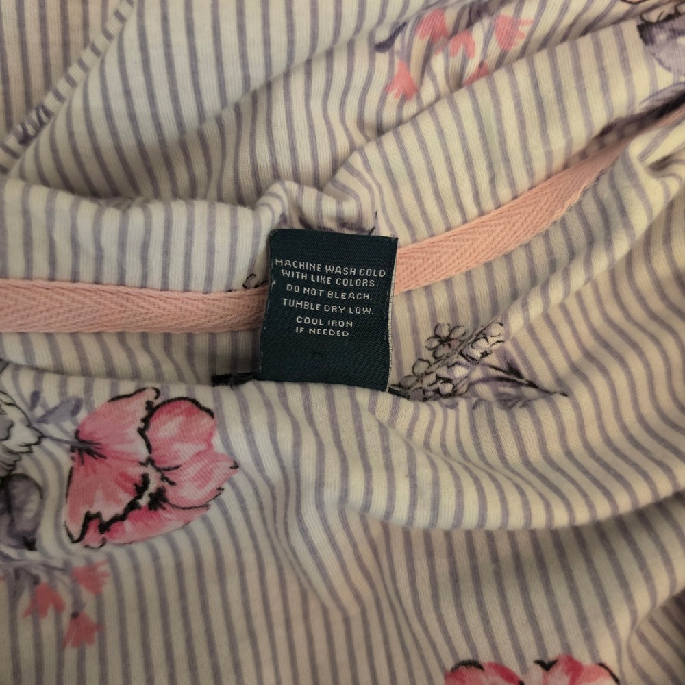 Vintage Laura Ashley 60% Cotton Floral Striped Pajama Sleepwear Set Medium GC - Picture 8 of 14